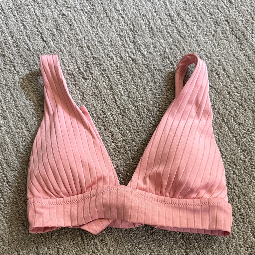 Aerie Pink Ribbed Swim Top